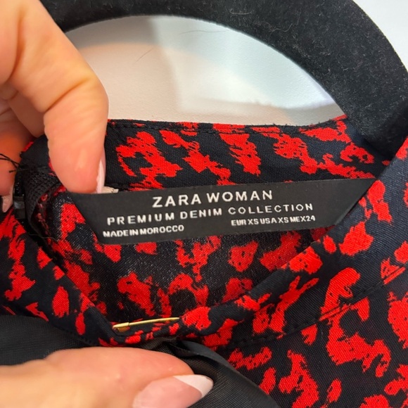 Zara dark Red‎ Animal Print Tiered Ruffle Babydoll dress XS coquette lolita - Picture 10 of 16